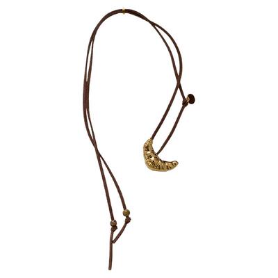 韩系牛角包皮绳项链女简约ins风