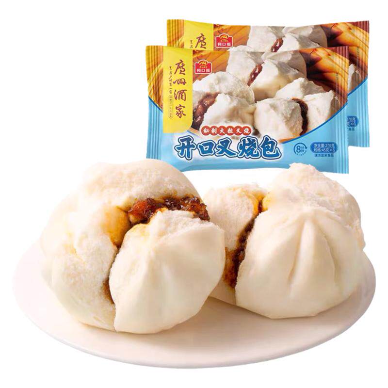 广州酒家利口福开口叉烧包子广东式早茶港式点心速冻食品270g/6只