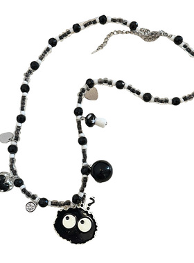 卡通搞怪黑色煤球吊坠项链