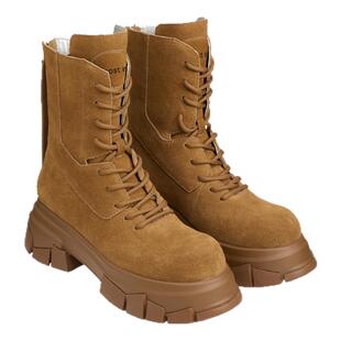 马君妍同款lost in echo户外厚底米奇头巴恩风真皮马丁靴大黄靴