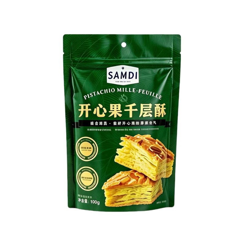 黄油开心果扁桃仁千层酥袋装酥脆饼干休闲下午茶点心解馋小零食