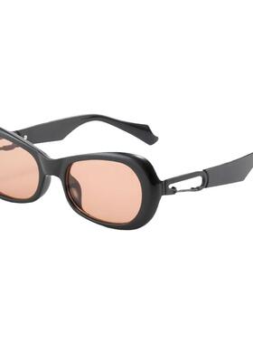 时尚椭圆形茶片眼镜街拍太阳镜