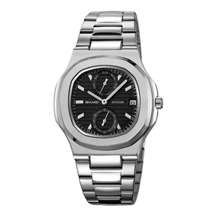 SKMEI时刻美新款男士手表防水日历多功能石英表商务复古腕表