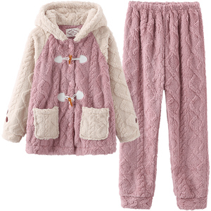 69元包邮 雪俐 珊瑚绒 家居服套装