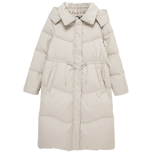 布景羽绒服女中长款冬季新品可收腰设计防风领白鸭绒厚款外套1289