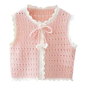 婴儿毛衣背心2024秋季女童镂空开衫韩版洋气马甲女宝宝针织衫坎肩
