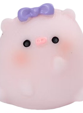微景观甜甜圈挥手小猪公仔摆件