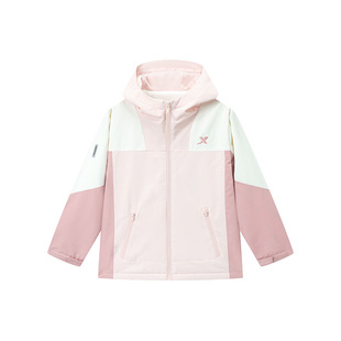 【商场同款】特步童装春秋新款大童保暖连帽风衣儿童运动女童外套