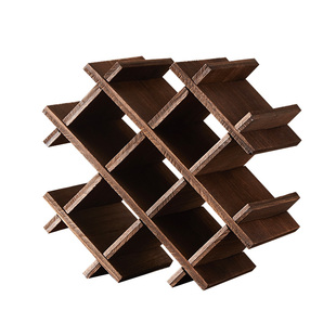 实木红酒架摆件葡萄酒架红酒格子架菱形家用储酒瓶置物架酒柜桌面