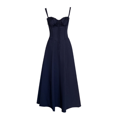 鱼骨收腰A型廓摆连衣裙吊带长裙