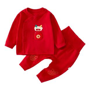 婴儿分体套装秋冬季拜年服宝宝红色喜庆衣服百天周岁礼服a类纯棉8