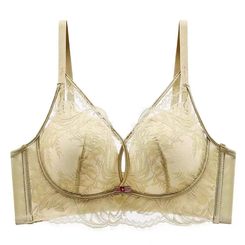 维多利亚红色内衣女小胸聚拢收副乳无钢圈性感蕾丝本命年文胸套装