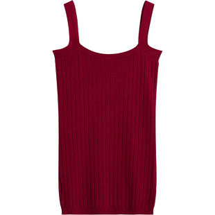 红色绑带吊带上衣女夏螺纹针织挂脖背心外穿无袖短款性感内搭美背