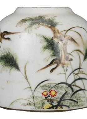 仿古瓷器摆件古玩收藏摆件 仿民国粉彩卢雁纹马蹄水盂