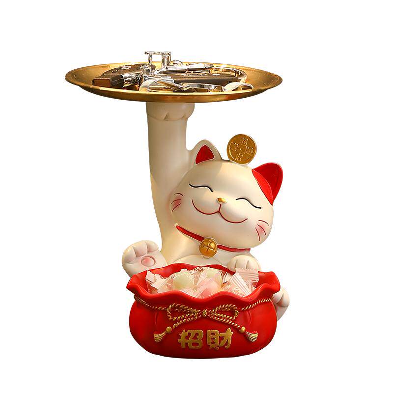 入户招财猫钥匙收纳玄关摆件门口鞋柜客厅电视柜装饰乔迁新居礼品
