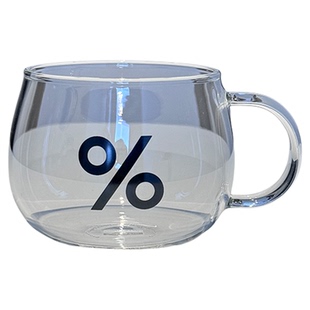 日本ROYAL玻璃杯阿拉比卡%把手水杯高颜值百分号玻璃耐热杯子ins