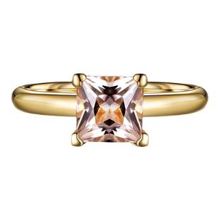 米莱珠宝1.23克拉公主方形天然摩根石戒指 18K金经典爪镶嵌宝石女