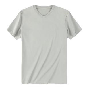 MrBu布先生短袖男款T恤纯色基础V领夏季休闲上衣舒适长绒棉体恤衫