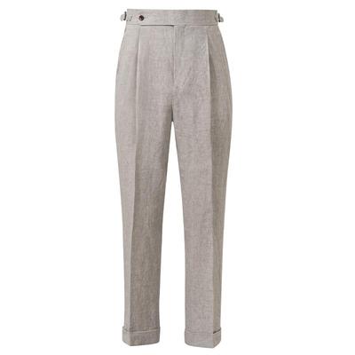 那不勒斯透气亚麻西裤夏季裤子