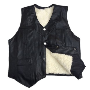 秋冬真皮马甲男头层羊皮背心修身多口袋中老年工装绵羊皮机车坎肩