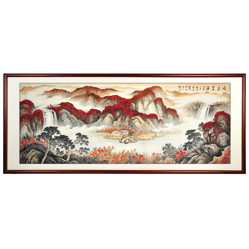 手绘鸿运当头风水招财聚宝盆国画