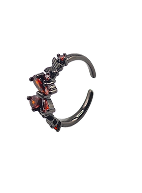 暗黑风锆石蝴蝶戒指小众设计