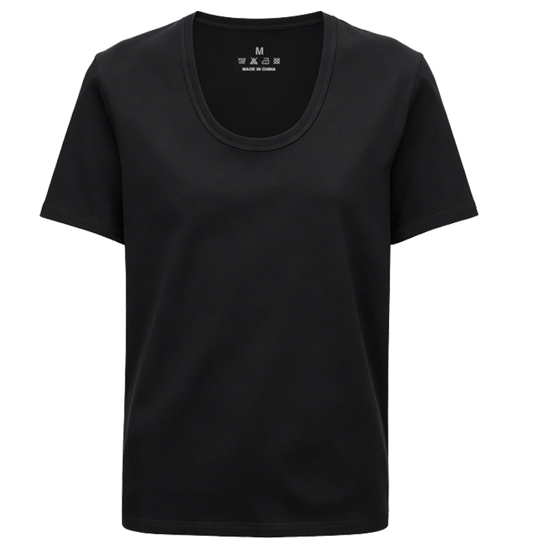 夏季真棉U领天鹅颈显瘦短袖T恤
