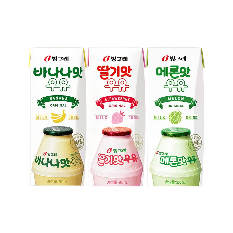 宾格瑞香蕉牛奶韩国进口饮料