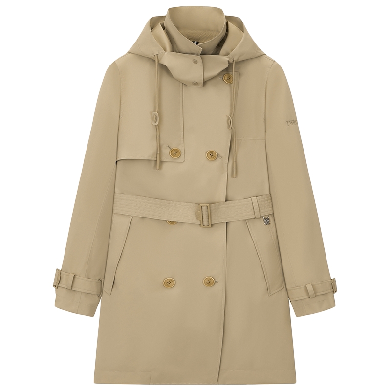 TeenieWeenie小熊女装风衣2025秋季新款干练通勤商务可拆卸帽外套