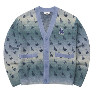 MLB男女装25新款秋季针织舒适满印渐变防风休闲开衫外套3AKCM0354