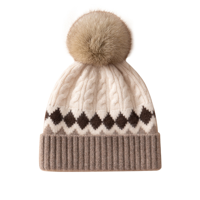 提花100%纯山羊绒儿童帽男女宝宝