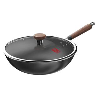 康巴赫铁锅不粘锅无涂层炒锅家用免开锅炒菜锅电磁炉燃气专用锅子