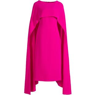 LEEDY＆ME欧美时尚轻奢优雅修身披肩口袋中长礼服聚会活动连衣裙