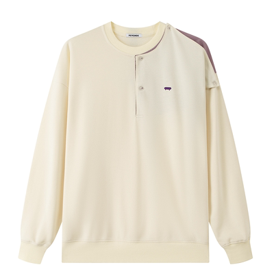 Psychos撞色拼接印花宽松卫衣秋