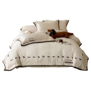 高端慕丝牛奶绒加厚白色轻奢四件套冬季保暖被套加绒床单床上用品