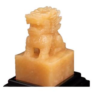 天然玉石麒麟玉玺印章家居客厅博古架摆件开业礼品免费刻字麒麟印