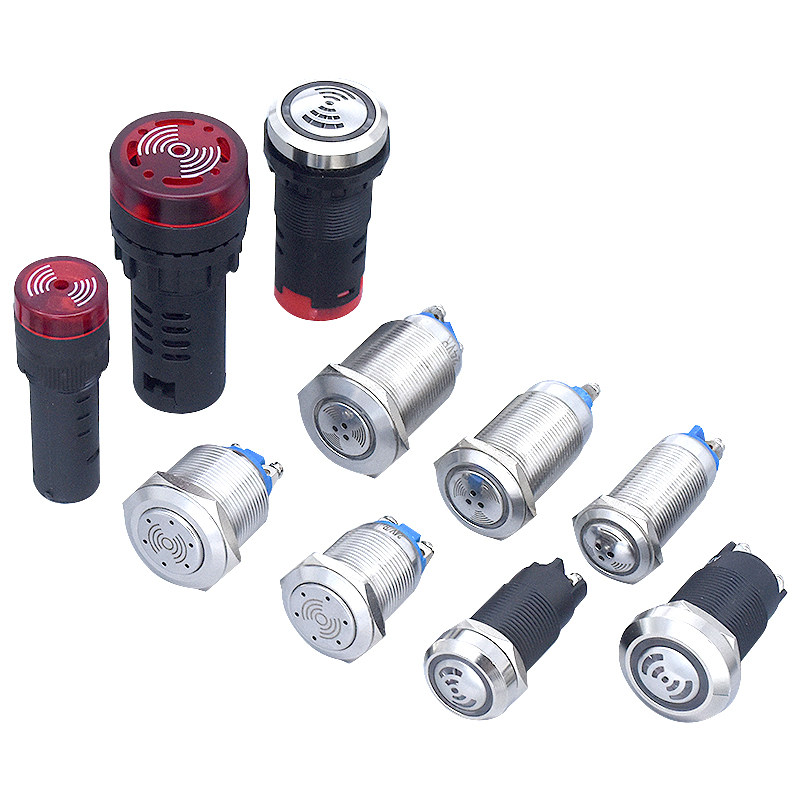 金属塑料蜂鸣器带LED灯闪光信号指示灯螺丝脚5V12V24V 16/19/22mm