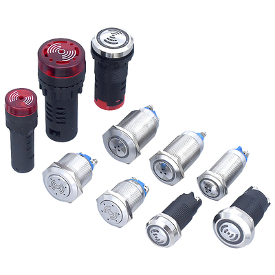 金属塑料蜂鸣器带LED灯闪光信号指示灯螺丝脚5V12V24V 16/19/22mm