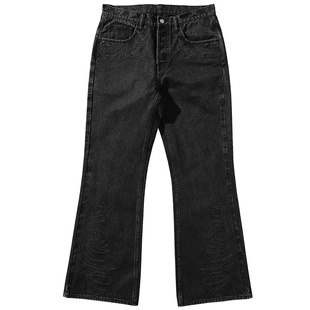 西部系列13.6OZ珠点帆布唐草绣花套染水洗707微喇叭裤 MBBCAR窄幅