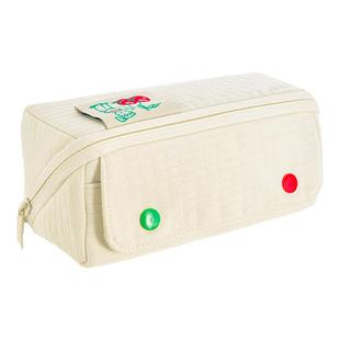 晨光 原田治 方吐司笔袋 大容量拉链包云感华夫格撞色高颜值可爱简约纯色铅笔收纳袋中小学生笔盒文具