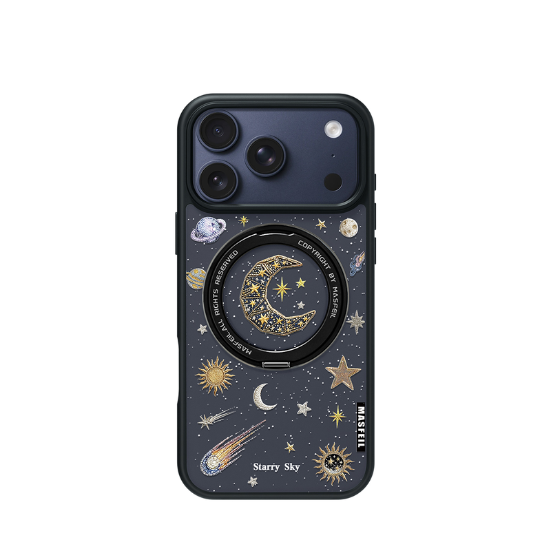 MASFEIL × 星河璀璨适用苹果17promax手机壳iPhone16pro新款磁吸带支架ip15全包Fo5支点高级感17好看可爱女