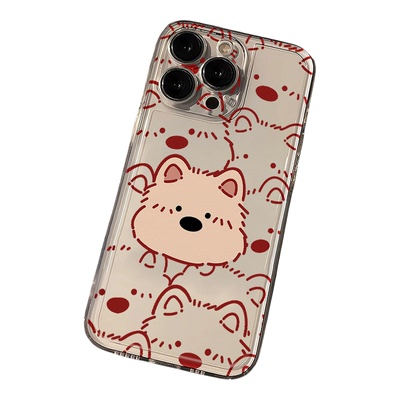 红线条狗狗新款透明手机壳