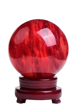 天然红朱砂水晶球正品家居摆件