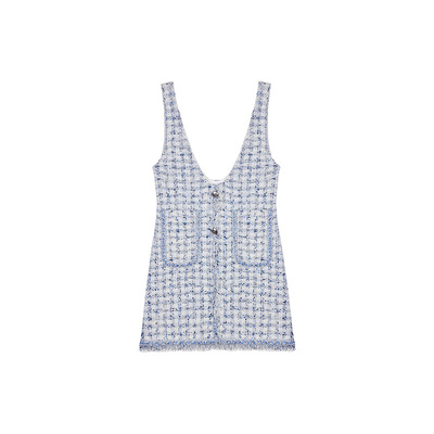 CRUSH Collection早春新款叠穿小香风千鸟格背心连衣裙