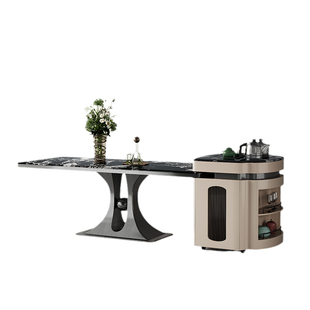 诚骏天然微晶石岛台餐桌一体家用可伸缩小户型高级轻奢风分离导台