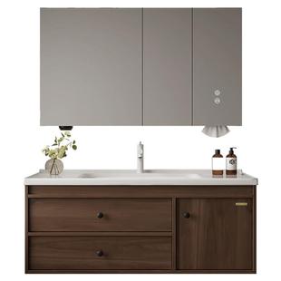 欧派中古风胡桃木陶瓷一体盆浴室柜组合卫生间洗脸盆柜洗漱台盆柜