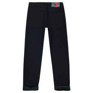 厚绒黑色牛仔裤男保暖加绒加厚休闲弹力修身小脚纯黑长裤冬季厚款