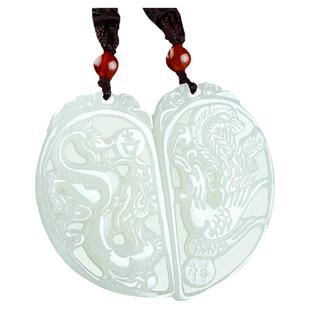 心玉行天然玉石龙凤玉佩情侣玉坠一对男女吊坠情人节礼物项链证书