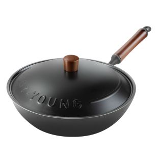 九阳钛铁不粘锅炒锅无涂层家用钛锅铁锅炒菜锅电磁炉燃气灶专用炊