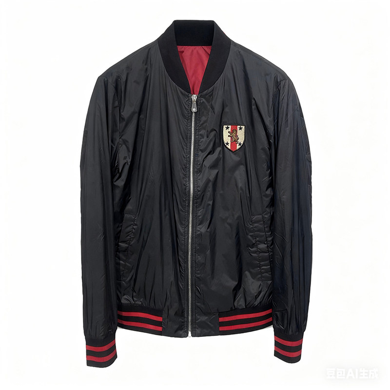 意式高端春秋季男士合身版贴标夹克衫 休闲棒球服 立领拉链外套